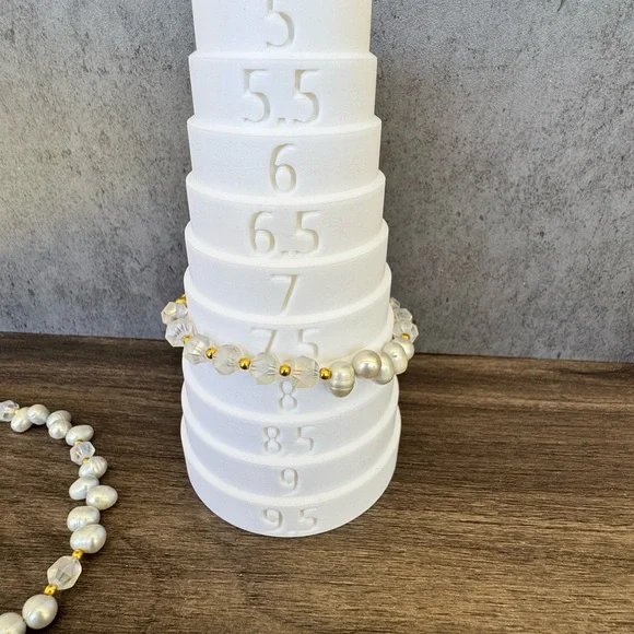 Handmade Freshwater Pearl and AB Glass Necklace and Bracelet Set - Picture 10 of 11